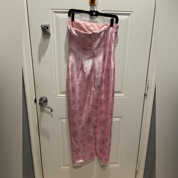 LoveShackFancy Stasia Sequin Dress Pink Strapless Evening Cocktail Party Sz 8 - Picture 5 of 7